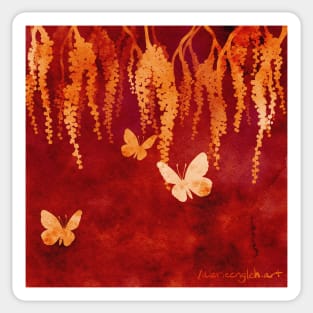 Wisteria and Butterflies Negative Painting Blaze Sticker